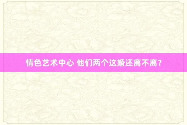 情色艺术中心 他们两个这婚还离不离？