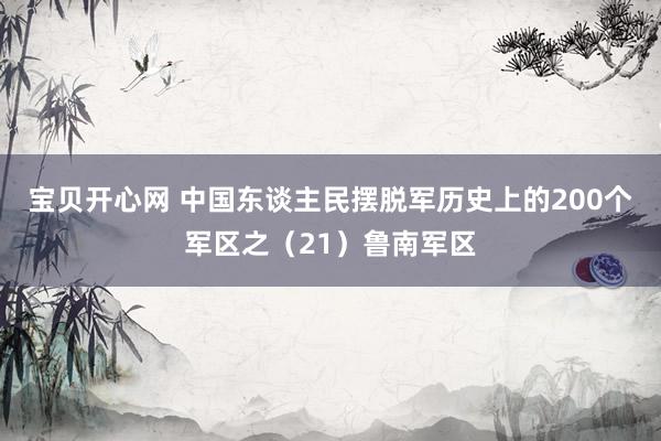 宝贝开心网 中国东谈主民摆脱军历史上的200个军区之(21)鲁南军区