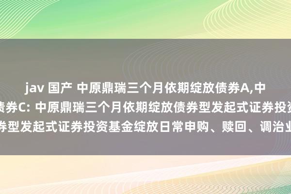 jav 国产 中原鼎瑞三个月依期绽放债券A,中原鼎瑞三个月依期绽放债券C: 中原鼎瑞三个月依期绽放债券型发起式证券投资基金绽放日常申购、赎回、调治业务的公告