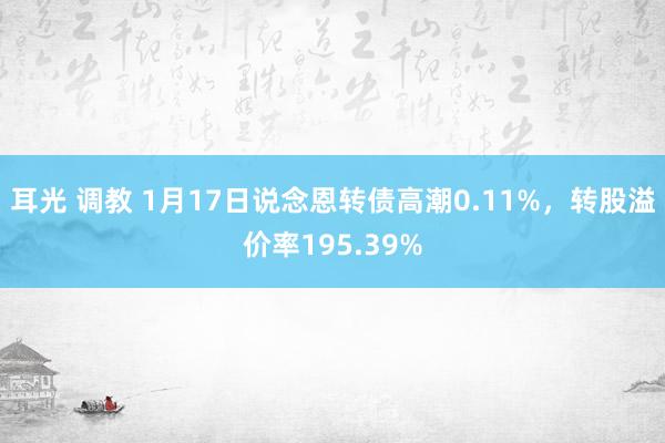 耳光 调教 1月17日说念恩转债高潮0.11%，转股溢价率195.39%